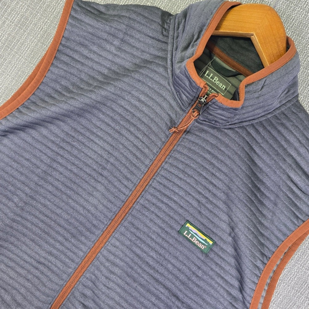 NWT LL Bean Mens XL Airlight Baffled Full Zip Vest Gray Copper Katahdin Patch